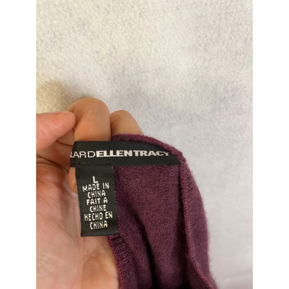 Linda Allard Ellen Tracy L 100% Cashmere Sweater Mock Neck Sleeveless Maroon - Picture 4 of 8